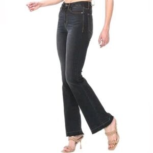 Judy Blue Slim Bootcut Jeans Sz 28 Black Stretch Denim Raw Release Hem